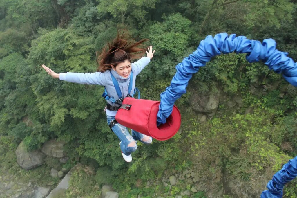 bridge, landscape, jump